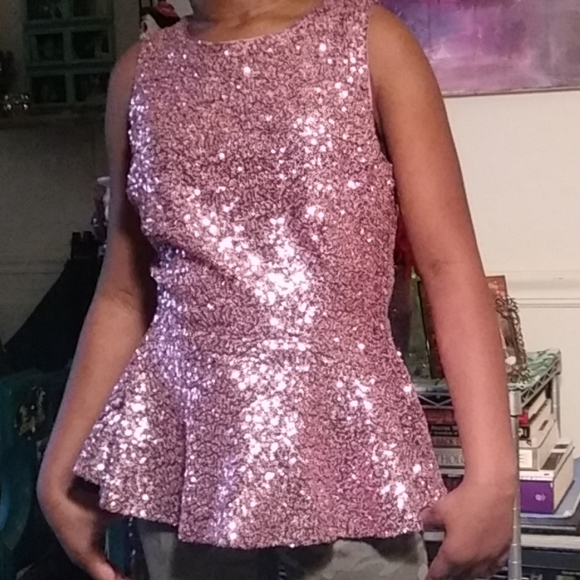 ✌ Sunday in Brooklyn Sequin Peplum Top - Picture 6 of 7